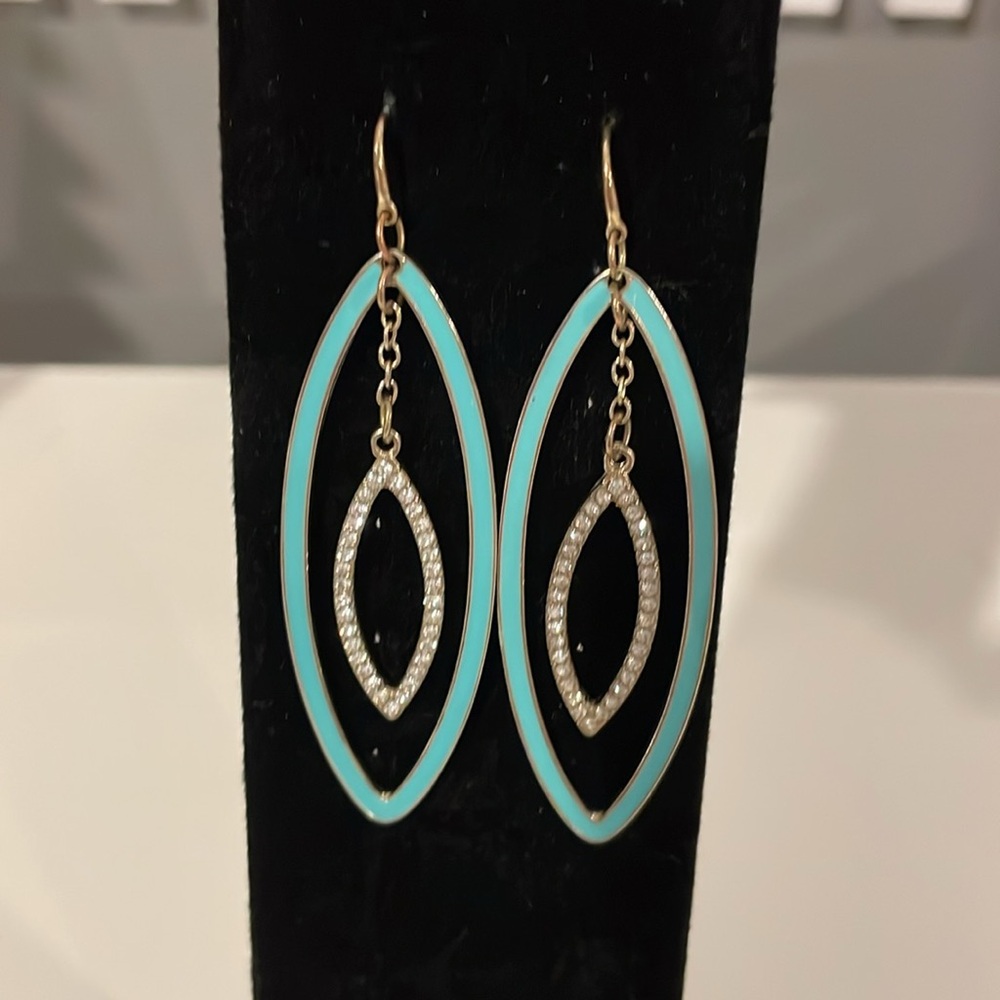 2 sets of Teal/gold earrings.  Sold as bundle